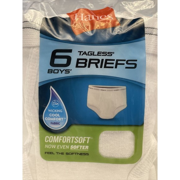 Hanes Boys Comfortsoft White Tagless Briefs Size M(10-12) 6 pairs NEW - Picture 4 of 5